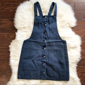 E2 Blue/Gray Button Front Soft Denim Overall Dress Size Small